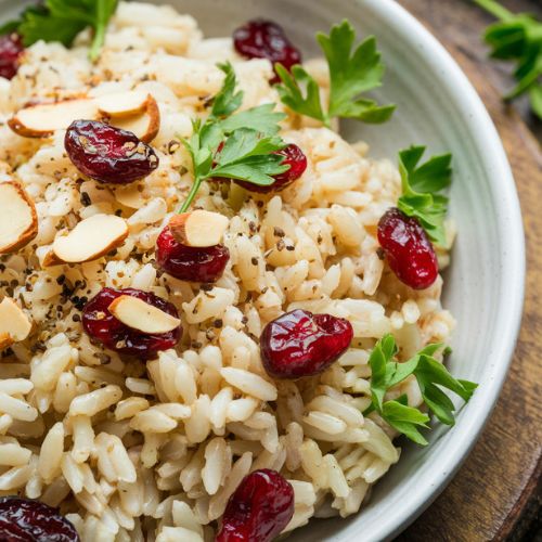 Arroz Integral com Cranberries e Amêndoas