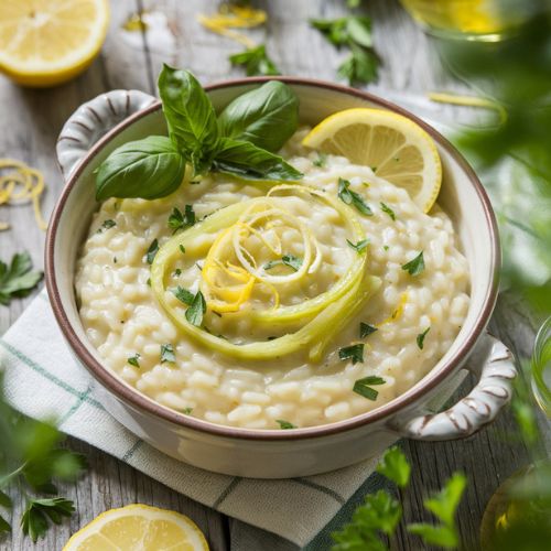 Risoto Vegano de Alho-Poró e Limão Siciliano