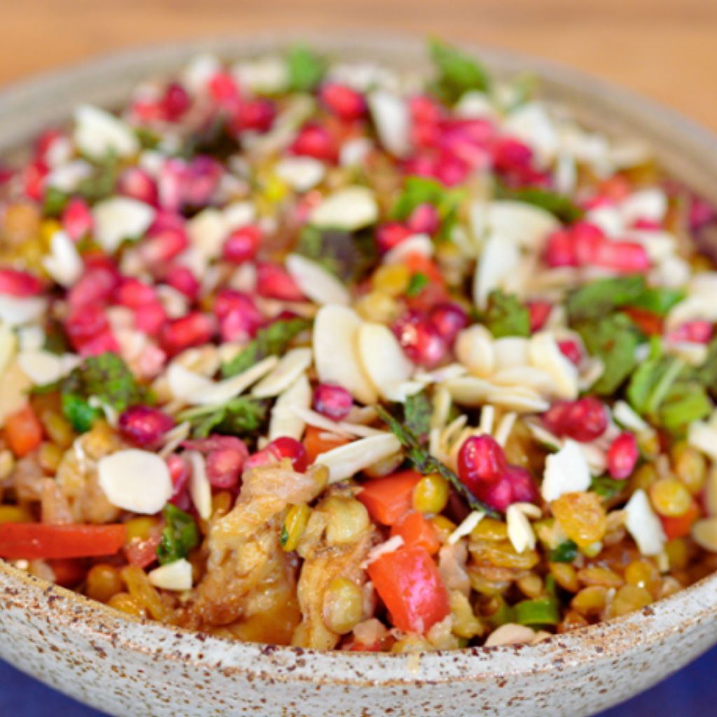 Salada de Lentilha com Romã e Hortelã