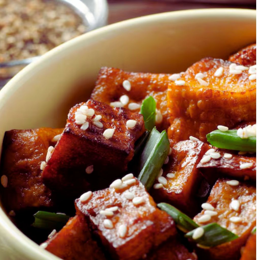 Tofu Grelhado com Molho de Shoyu e Gergelim