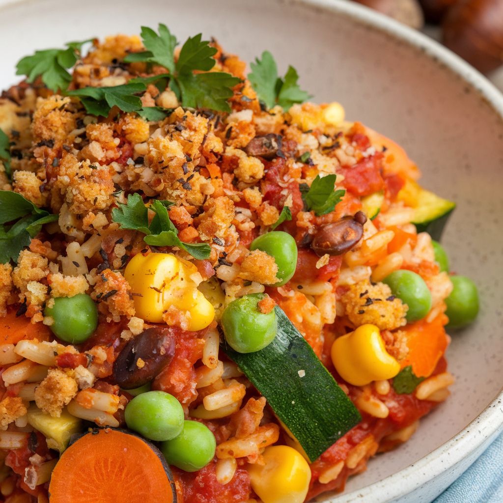 Arroz de Forno Vegano com Legumes e Castanhas
