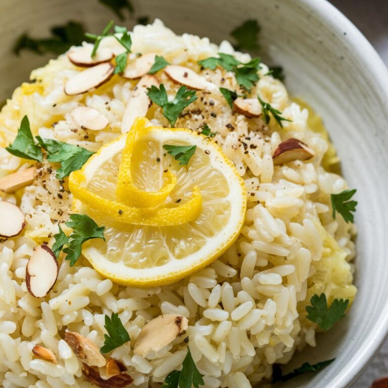 Arroz de Limão Siciliano com Amêndoas Vegano Sem Glúten