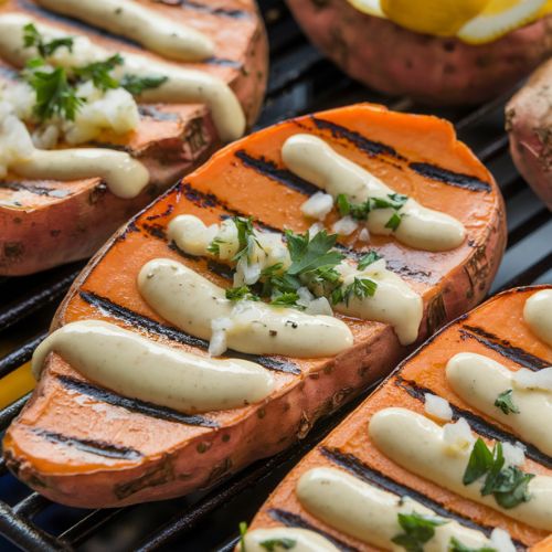 Batata-Doce Grelhada com Molho de Tahine Low Carb