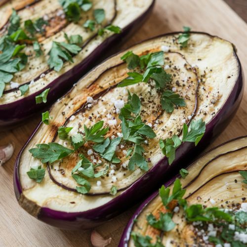 Berinjela ao Forno Vegana com Alho e Azeite Sem Glúten