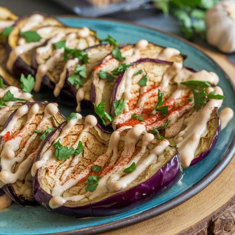 Berinjela ao Forno com Molho de Tahine e Alho Low Carb