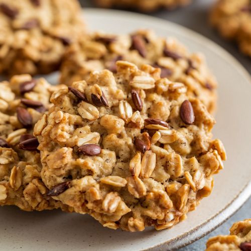 Biscoitos Veganos Crocantes de Aveia e Linhaça