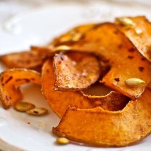 Chips Veganos de Abóbora Assados Sem Glúten