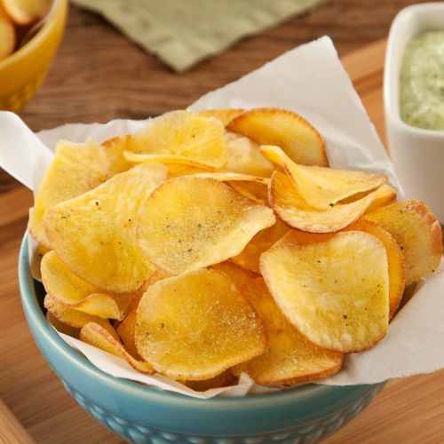 Chips de Mandioquinha Veganos Assados Sem Glúten