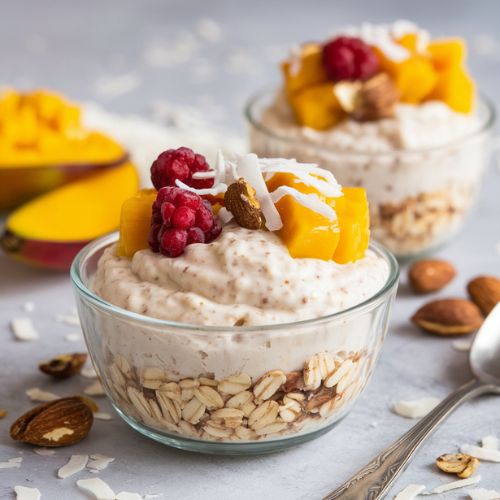 Creme de Aveia Vegano com Castanhas e Frutas Tropicais Sem Açúcar