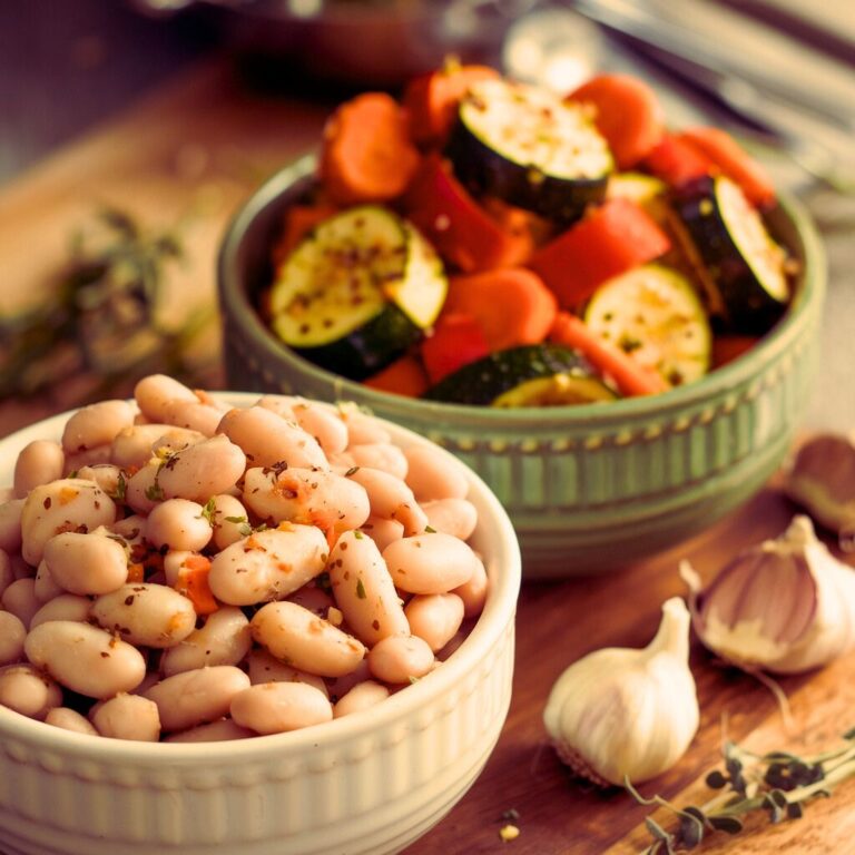 Feijão Branco Vegano com Legumes ao Alho Sem Glúten