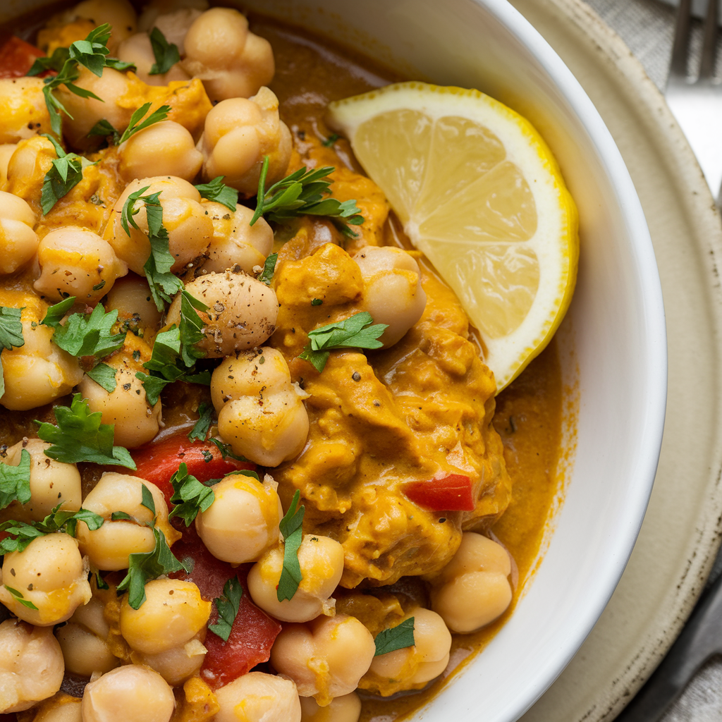 Grão-de-Bico ao Curry Vegano com Gengibre Fitness