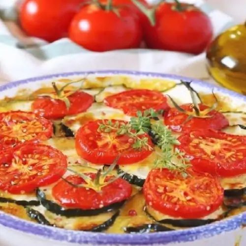 Gratinado Vegano de Abobrinha com Tomate Sem Glúten