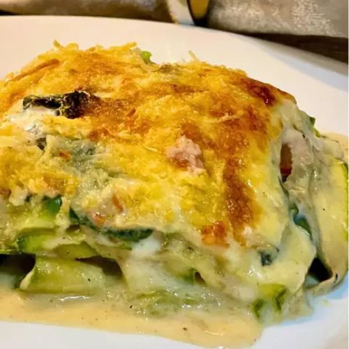 Lasanha Vegana de Abobrinha com Molho de Espinafre Sem Glúten