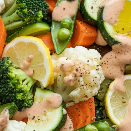 Legumes ao Vapor Veganos com Molho de Tahine Low Carb