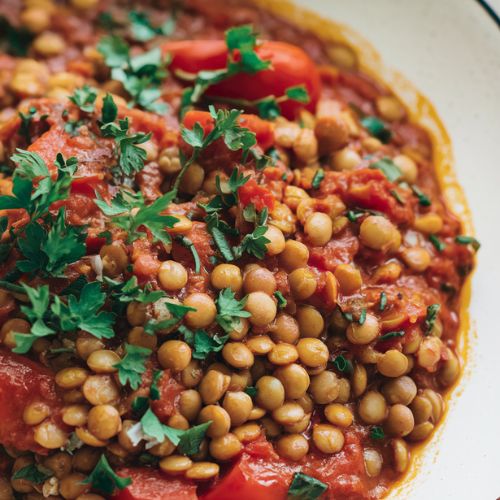 Lentilhas ao Molho de Tomate e Ervas Vegano Sem Açúcar