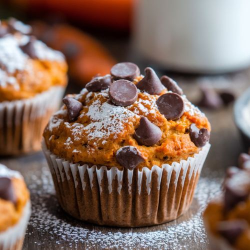 Muffin Vegano de Cenoura com Gotas de Chocolate Sem Açúcar