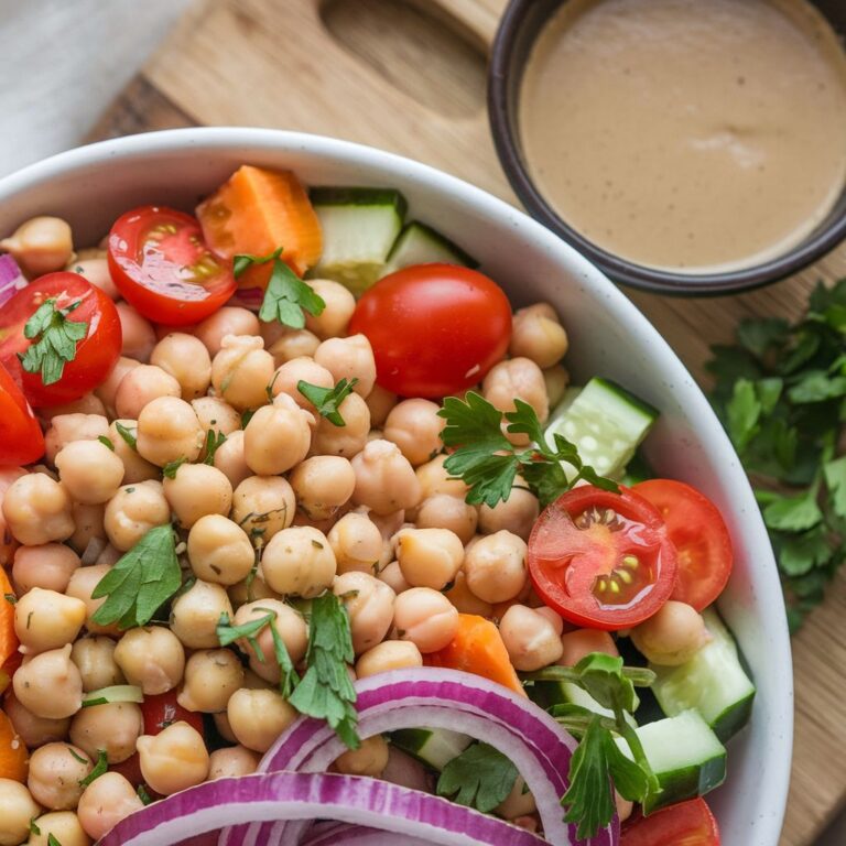 Salada de Grão-de-Bico com Molho de Tahine Fitness