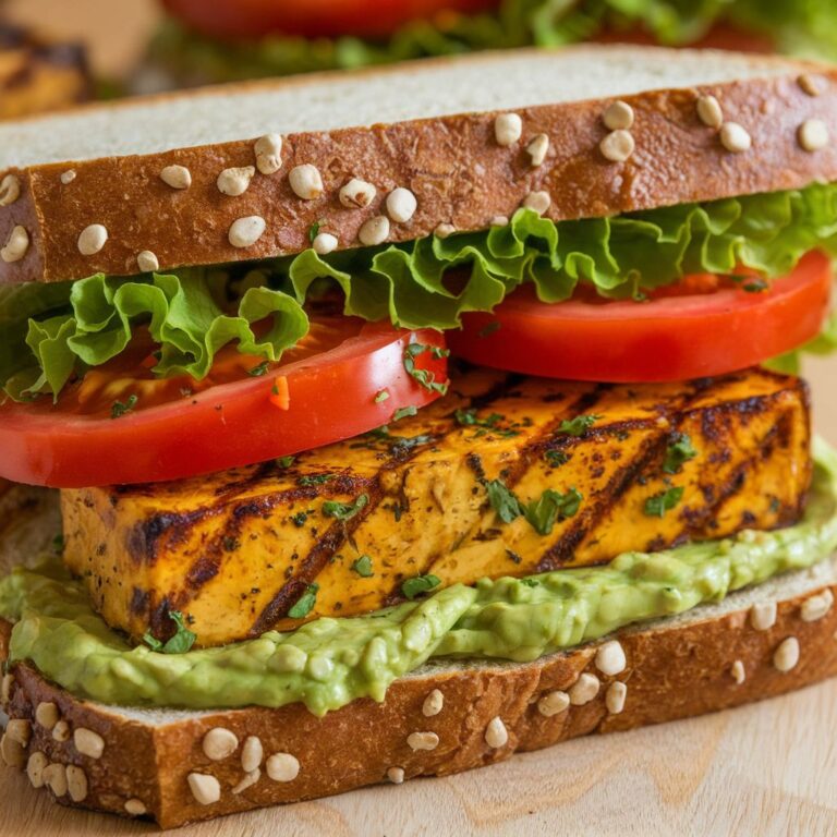 Sanduíche Natural Vegano com Recheio de Tofu e Alface Low Carb