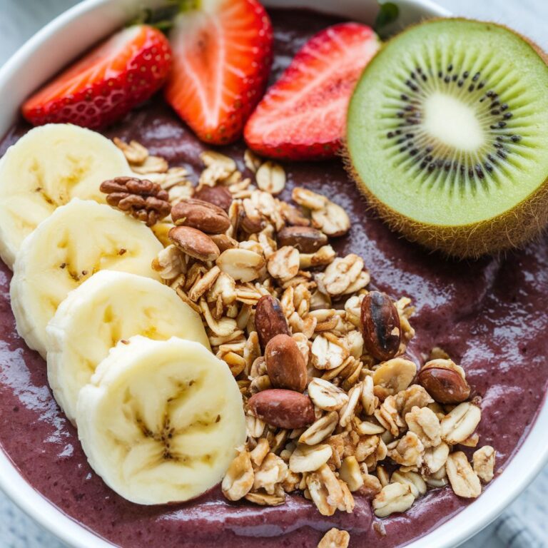 Smoothie Bowl Vegano de Açaí com Granola Caseira Fitness