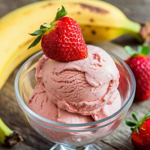 Sorvete Vegano de Morango com Banana Sem Açúcar