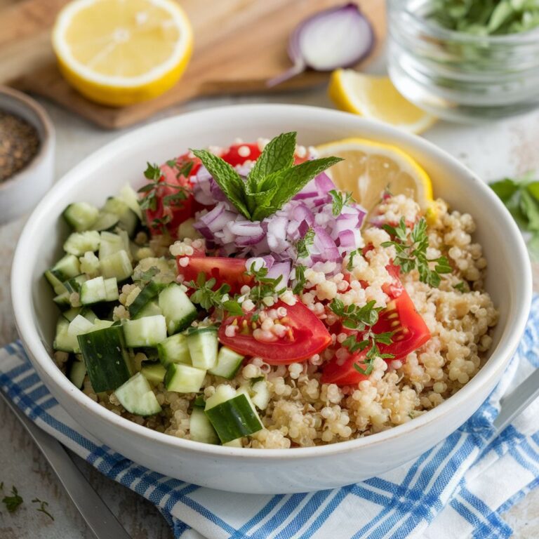Tabule Vegano de Quinoa com Limão e Hortelã Low Carb