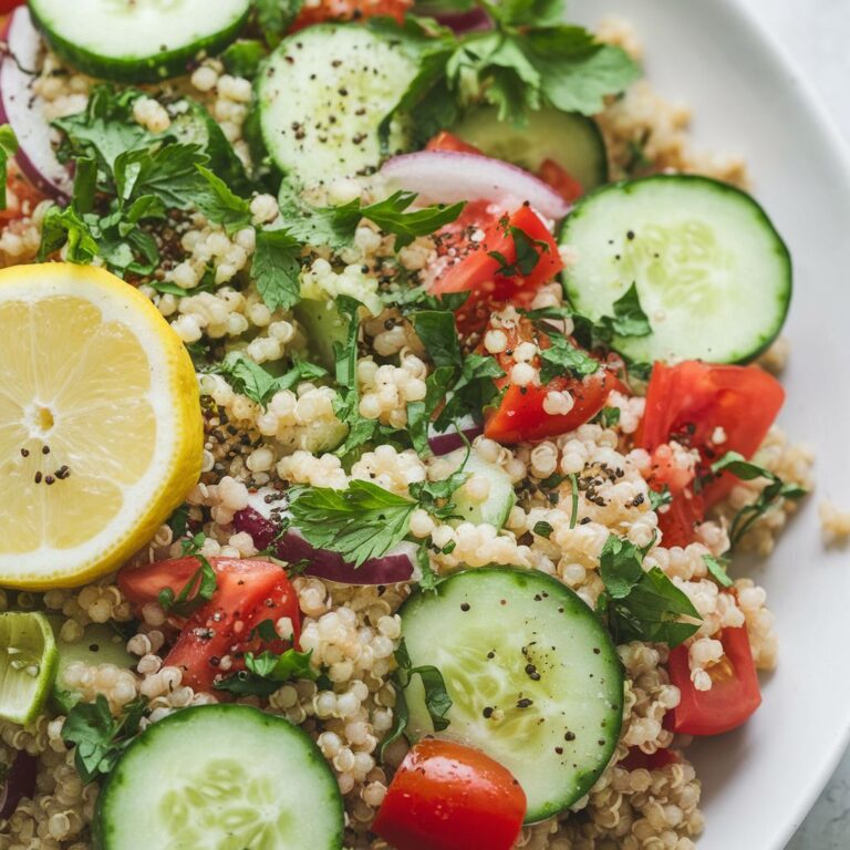 Tabule Vegano de Quinoa com Pepino e Limão Low Carb
