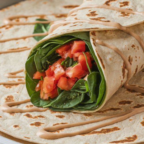 Wrap Vegano com Recheio de Espinafre e Tomate Low Carb